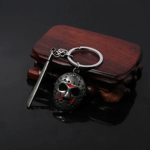 Horror Movie Keychain Jason Hockey Mask Kinfe Metal Keyring For Children Halloween Jewelry Gift - Image 3