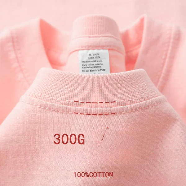 Beige 300g Heavyweight Cotton Short Sleeved T-shirt Summer Round Neck Loose and Base Shirt for Men Women Basic Tee - Image 6