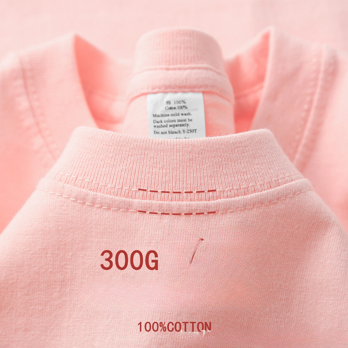 Beige 300g Heavyweight Cotton Short Sleeved T-shirt Summer Round Neck Loose and Base Shirt for Men Women Basic Tee - Image 6