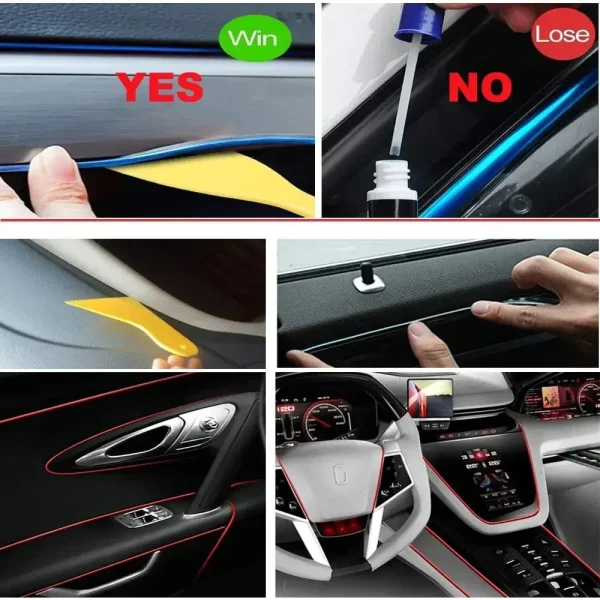 5M Car Interior LED Strip Light EL Wire Neon Ambient Lighting USB Flexible Decoration DIY Auto Party Atmosphere Lamp Diode - Image 6