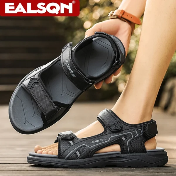 Classic Black Men's Sandals for Summer Wear-Resistant Breathable Beach Wading Shoes Outdoor Casual Walkig Sandals - Image 2