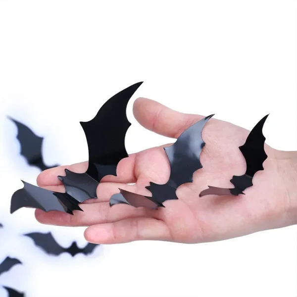 Black Horror Spider Wall Stick Halloween 3D Bat Sticker Emulation Plastic Sheet Festival Party Home Courtyard DIY Decoration - Image 3