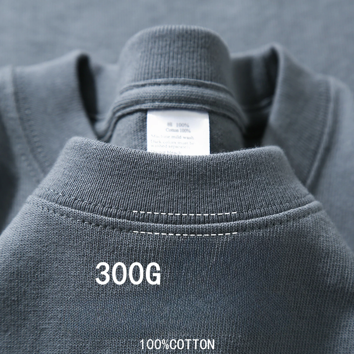 Beige 300g Heavyweight Cotton Short Sleeved T-shirt Summer Round Neck Loose and Base Shirt for Men Women Basic Tee - Image 5